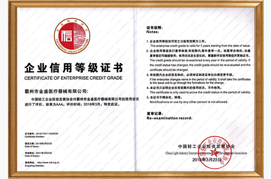 Enterprise Credit Grade Certificate